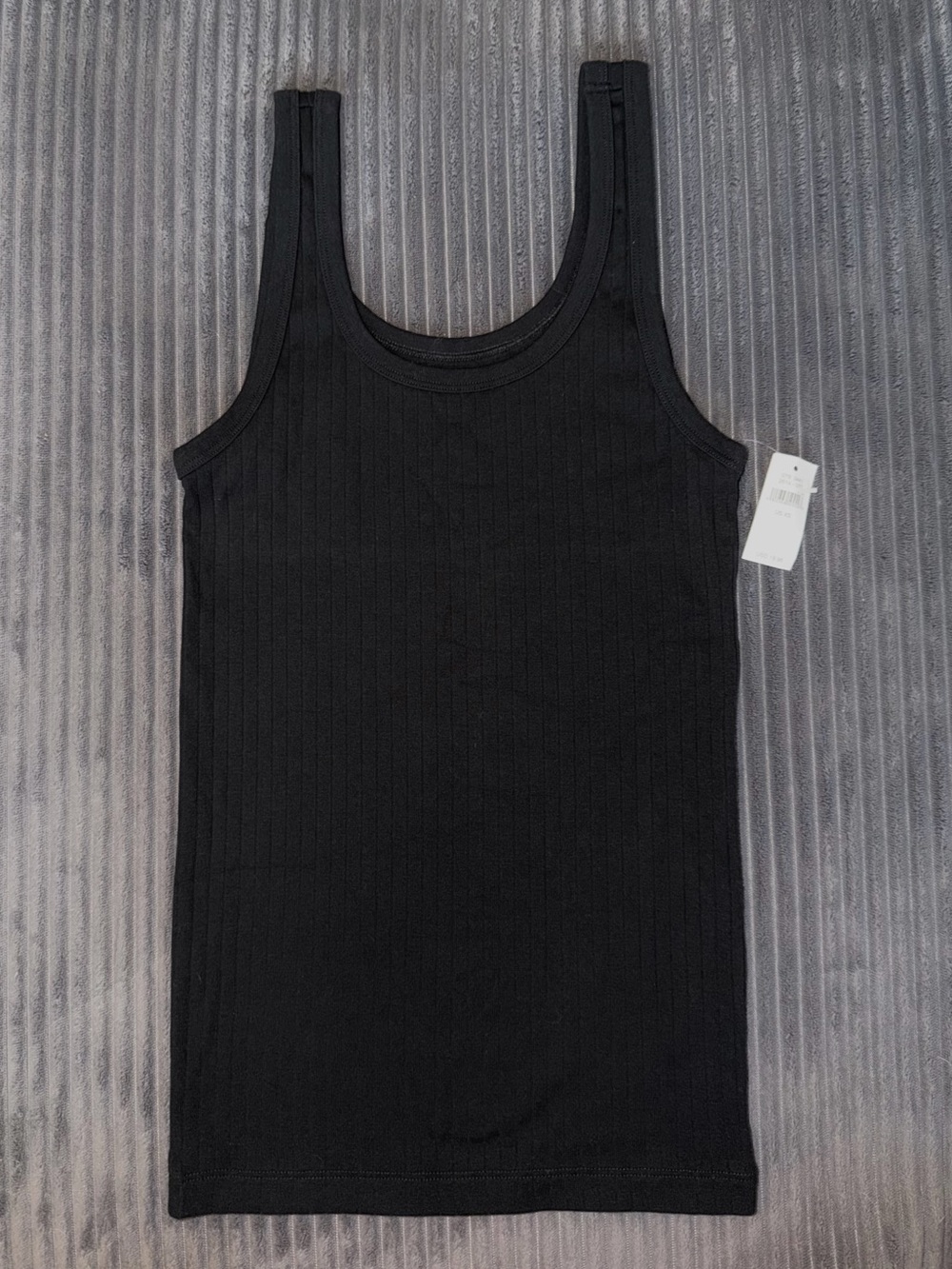 Aerie Black Ribbed Scoop Neck Tank Top Shirt, American Eagle AE
